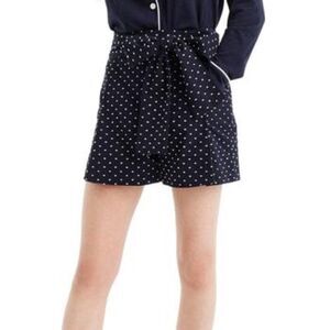 J. Crew Tie Waist Short in Navy Clip Dot Sz 4